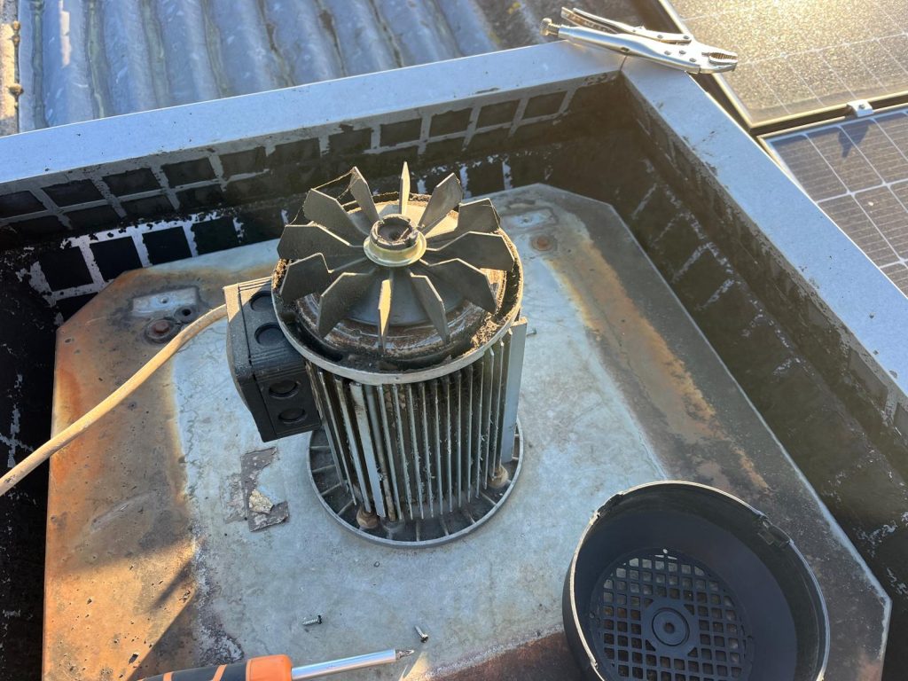 Kitchen extract fan from the historic Pinkmead Farm EC Cleaners project