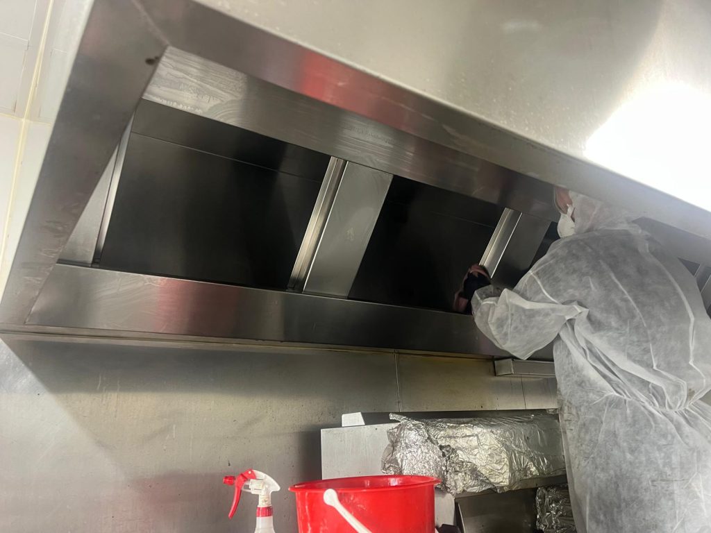 Commercial cooker hood work at Pinkmead Farm from the historic EC Cleaners archive